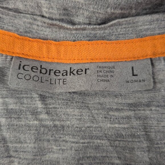 2 Set Icebreaker Cool-Lite Woman L Large Gray Shirt Short Long Sleeve Merin Wool - Picture 6 of 15